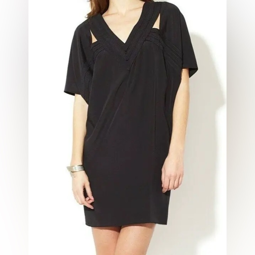 Susana Monaco black dress v neck with cutouts size 4